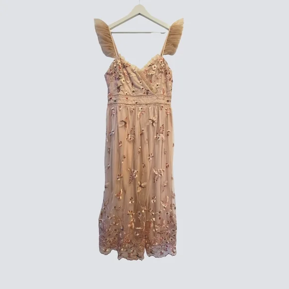sachin and babi light blue dress Asos Peach V Neck Embroidered Lined Dress Size 6 main image 1